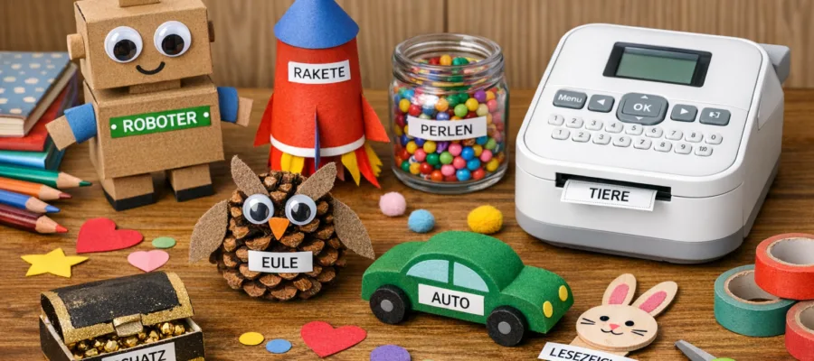 Etikettendrucker-Basteleien fuer Kinder: einfache DIY-Projekte zum Mitmachen