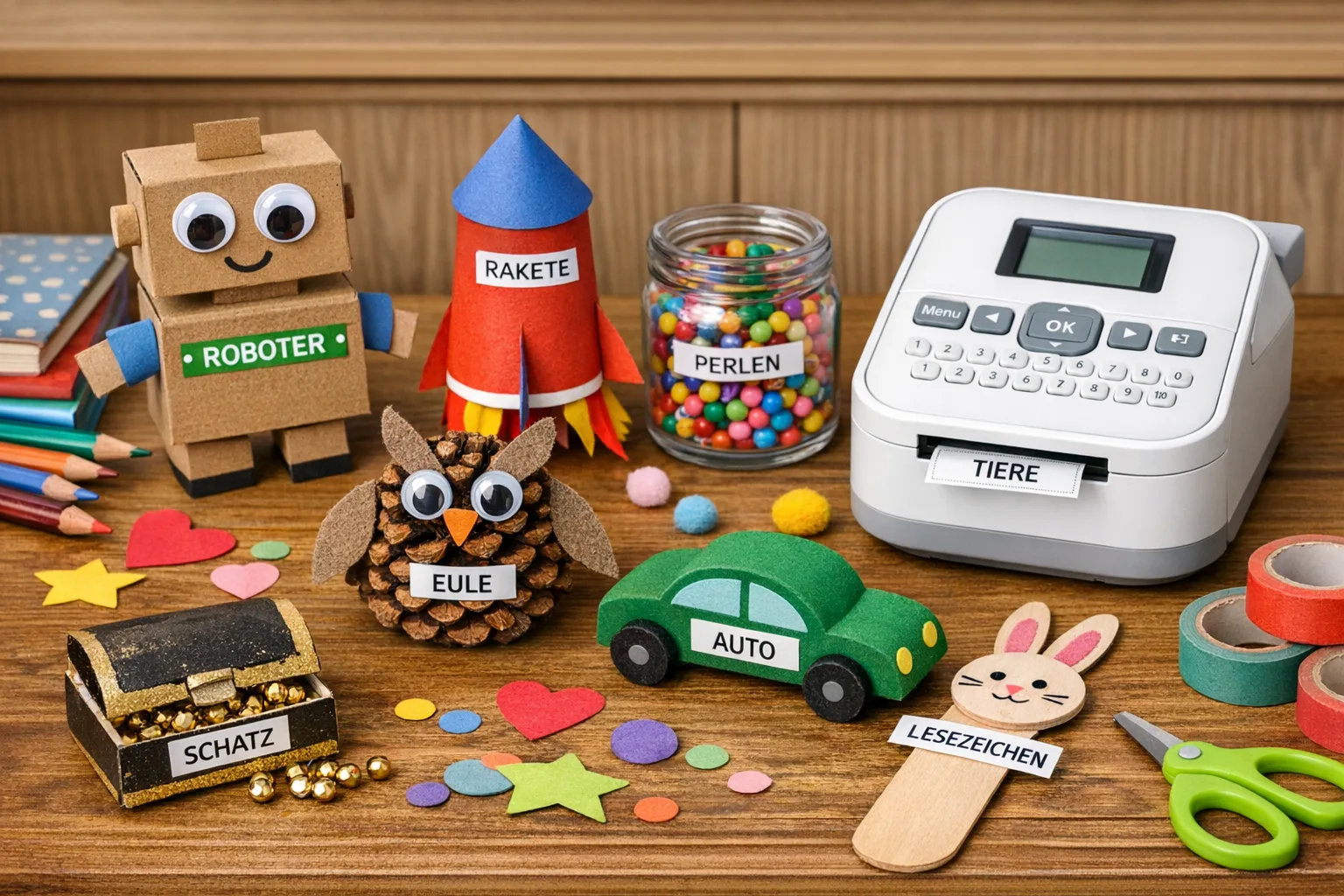 Etikettendrucker-Basteleien fuer Kinder: einfache DIY-Projekte zum Mitmachen