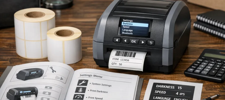 Menuefuehrung und Grundeinstellungen bei Etikettendruckern erklaert