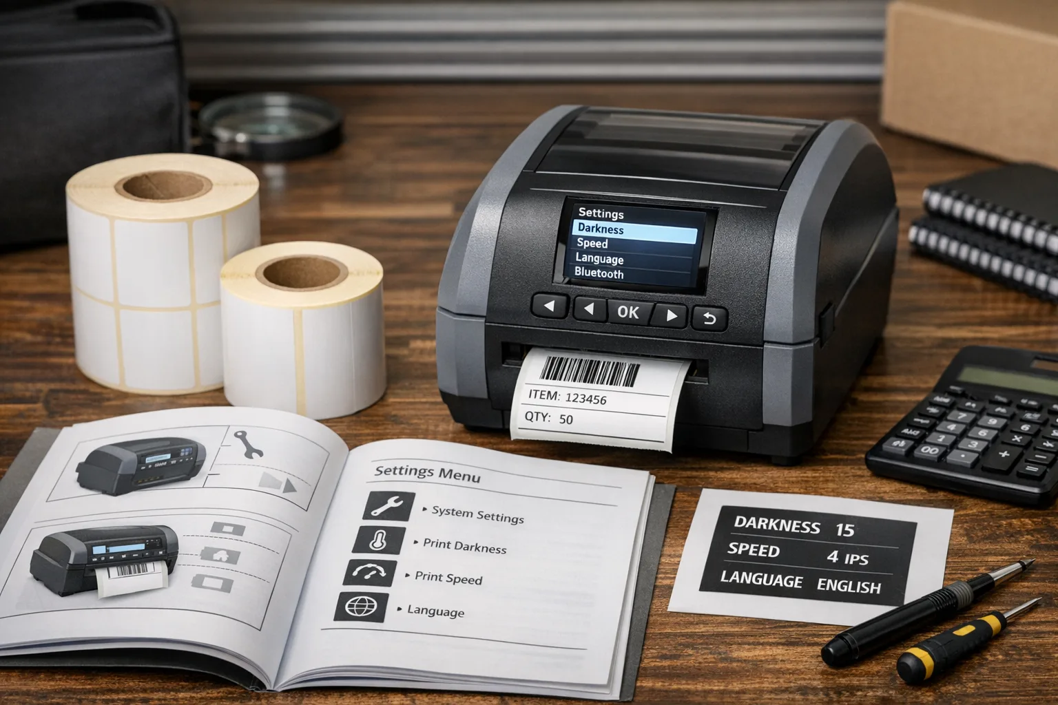 Menuefuehrung und Grundeinstellungen bei Etikettendruckern erklaert