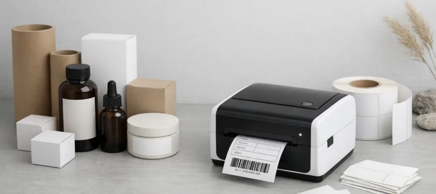 Minimalistisches Verpackungsdesign mit Etikettendruckern