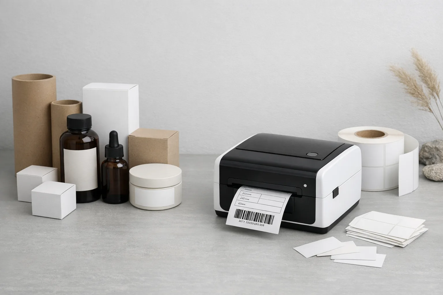 Minimalistisches Verpackungsdesign mit Etikettendruckern